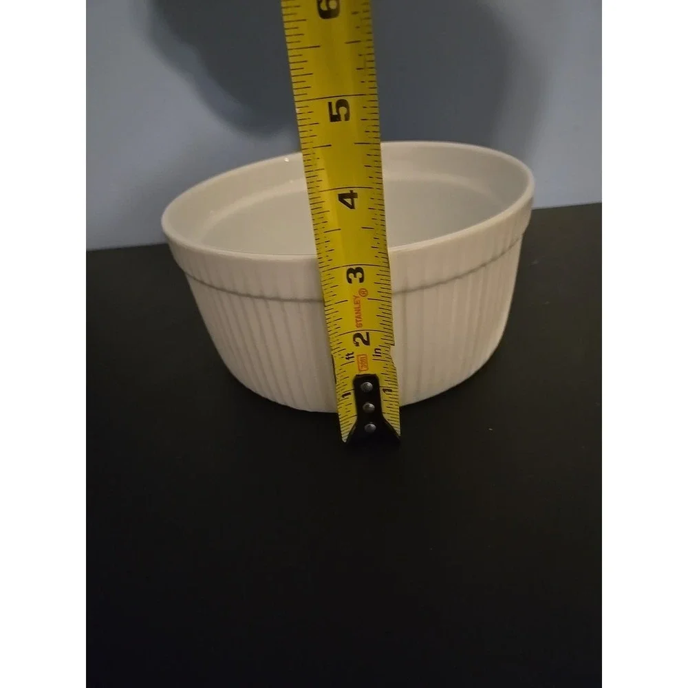 BIA Cordon Bleu Souffle Casserole Baking Serving Dish White Ribbed‎ 6.5